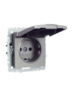 розетка brite рсбш10-3-брс 16а ip20 с заземл. защ. шторки с крышкой механизм сталь iek br-r16-16-k46 от магазина Штепсель и батарейка. - фото_3