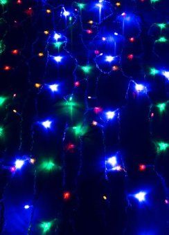 гирлянда светодиодная "дождь" 1.5х1.5м 144led мультиколор 8 режимов 220в 1.5мм провод прозр. космос koc_cur-v106 от магазина Штепсель и батарейка.
