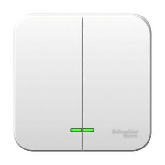 выключатель 2-кл. оп blanca 10а ip20 (сх. 5) 250в с подсветкой с изолир. пластиной бел. se blnva105111 от магазина Штепсель и батарейка.