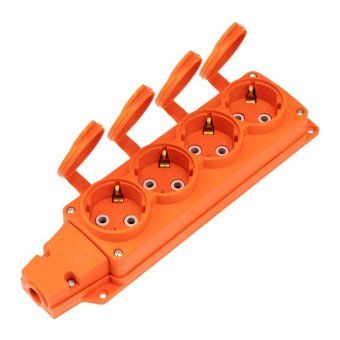 колодка удлинителя 4-м с заземл. 16а ip54 влагозащ. с защ. крышкой compact каучук оранж. rexant 111-228 от магазина Штепсель и батарейка.
