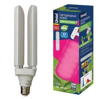 лампа светодиодная led-p65-16w/spsb/e27/fr/p2 plp32wh 16вт p65 лепестковая матовая e27 для растений спектр для рассады и цветения (упак. картон) uniel ul-00007406 от магазина Штепсель и батарейка. - фото_4