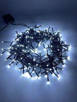 гирлянда светодиодная "нить мишура" 2м 200led 220в ip20 зел. провод хол. свет эра б0047969 от магазина Штепсель и батарейка.