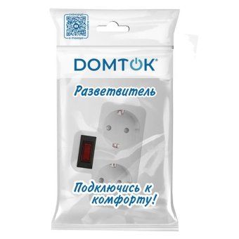 разветвитель 2-м плоский с выключателем с заземл. 16а 3500вт 250в бел. dомток 2664 от магазина Штепсель и батарейка. - фото_2