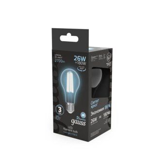 лампа светодиодная филаментная black filament 26вт a70 грушевидная 4100к нейтр. бел. e27 2700лм gauss 102902226 от магазина Штепсель и батарейка. - фото_2