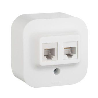 розетка компьютерная + телефонная 2-м оп 2мод. quteo rj45 + rj11 кат.5e utp ip20 бел. leg 782221 от магазина Штепсель и батарейка. - фото_2