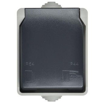розетка 1-м оп форс рсб20-3-фср 16а ip54 с заземл. с крышкой сер. iek ers12-k03-16-54-dc от магазина Штепсель и батарейка. - фото_2