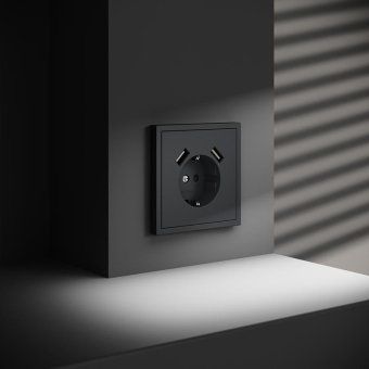 розетка 1-м сп s70 16а с usb a+a с заземл. защ. шторки механизм графит voltum vls040407 от магазина Штепсель и батарейка. - фото_6