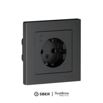 розетка atlasdesign smart 16а l+n с заземл. защ. шторки zigbee механизм карбон se atn001045z от магазина Штепсель и батарейка.