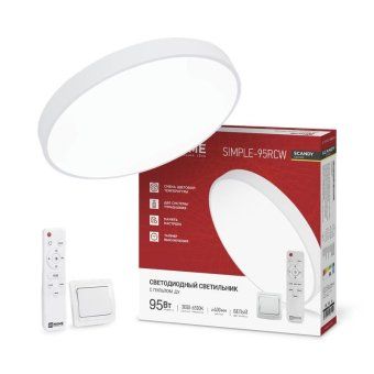 светильник светодиодный scandy simple-95rcw 95вт 3000-6500к 7600лм 230в 400х50мм с пультом ду бел. in home 4690612062105 от магазина Штепсель и батарейка.