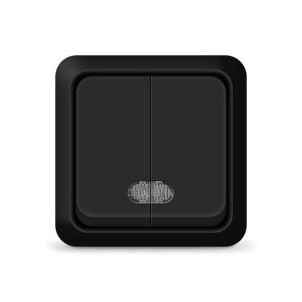 выключатель 2-кл. оп олимп 10а ip20 с подсветкой черн. universal 2214 от магазина Штепсель и батарейка.