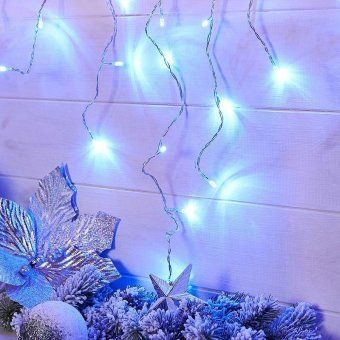 гирлянда светодиодная "айсикл" (бахрома) 1.8х0.5м 48led син. 4.1вт 230в ip20 провод прозр. neon-night 255-013 от магазина Штепсель и батарейка. - фото_9