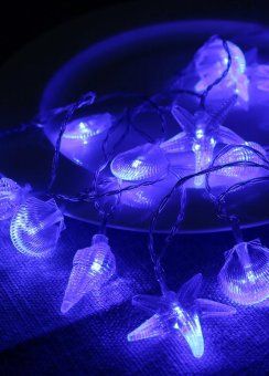 гирлянда светодиодная "морская" (ракушки звезды раковины) 20led 2.9+0.3м акрил син. космос koc_gir-b113 от магазина Штепсель и батарейка.