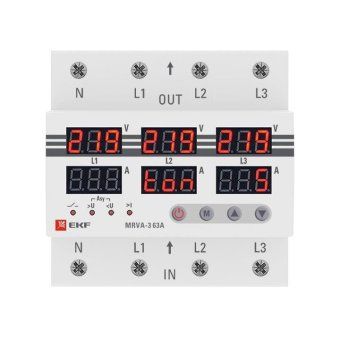 реле напряжения и тока трехфазное с дисплеем mrva-3 63a ekf mrva-3-63a от магазина Штепсель и батарейка. - фото_2