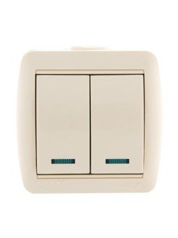 выключатель 2-кл. оп nata 10а ip20 с подсветкой крем. lezard 710-0300-112 от магазина Штепсель и батарейка. - фото_2