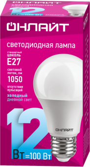 лампа светодиодная 61 141 oll-a60-12-230-6.5k-e27 12вт грушевидная онлайт 61141 от магазина Штепсель и батарейка. - фото_2