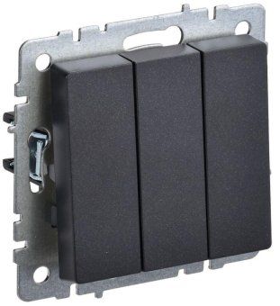 выключатель 3-кл. сп brite вс10-3-0-брч 10а механизм черн. iek br-v30-0-10-k02 от магазина Штепсель и батарейка.