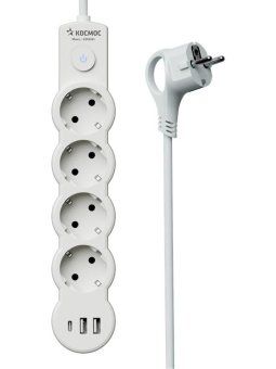 удлинитель 3х3м с заземл. 10а ip20 usb 2500вт 220в пвс 3х1 с выкл. бел. космос yksm3m4g-z-vu10а-w от магазина Штепсель и батарейка. - фото_5