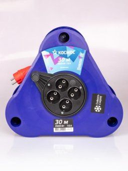 удлинитель на треугольной катушке 4х30м без заземл. 16а ip44 3.5квт кг 2х2.5 укп космос yktksm30m-4g(2.5)kg от магазина Штепсель и батарейка.