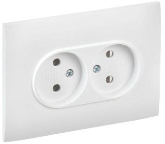 розетка 2-м skandy 10а без заземл. без защ. шторок в сборе sk-r10w арктич. бел. iek sk-r20-10-k01-f от магазина Штепсель и батарейка.