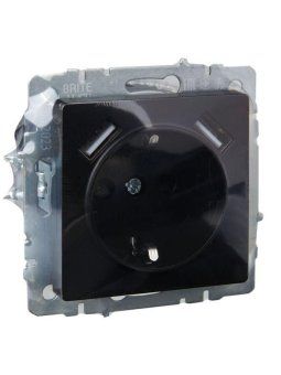 розетка brite рюш10-1-брч 16а с usb a+a 2.1а с заземл. защ. шторки механизм черн. iek br-r14-16-u21-d21-k02 от магазина Штепсель и батарейка. - фото_6