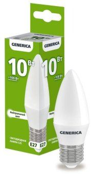 лампа светодиодная c35 10вт свеча 4000к e27 230в generica ll-c35-10-230-40-e27-g от магазина Штепсель и батарейка.