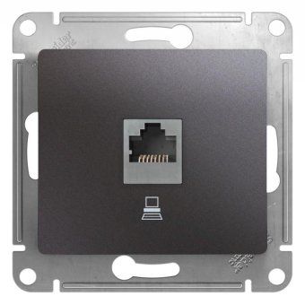 розетка компьютерная 1-м glossa rj45 кат.5e механизм графит se gsl001381k от магазина Штепсель и батарейка.