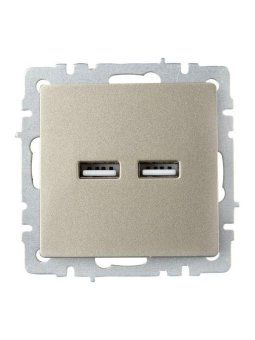 розетка brite usb a+a 3.1а рю10-1-брш механизм шампань iek br-u21-d31-k37 от магазина Штепсель и батарейка. - фото_2
