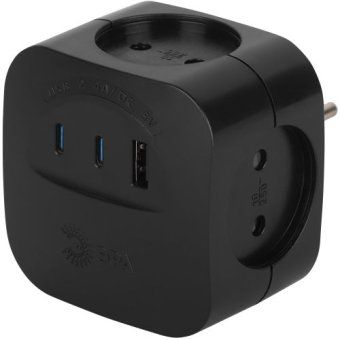 разветвитель 4-м sp-4-3usbac-b + 3 usb a+c со шторками 10а чер. эра б0069084 от магазина Штепсель и батарейка. - фото_7