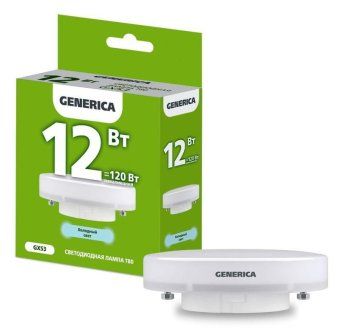лампа светодиодная t80 12вт таблетка 6500к gx53 230в generica ll-t80-12-230-65-gx53-g от магазина Штепсель и батарейка.