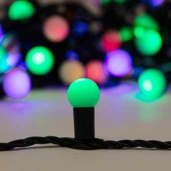гирлянда светодиодная "мультишарики" 10м d17.5мм 80led мультиколор 6вт 220-240в ip65 с контроллером провод пвх темн. зел. neon-night 303-509-6 от магазина Штепсель и батарейка. - фото_3