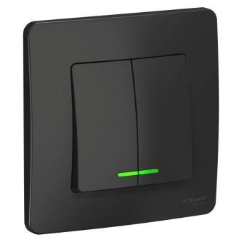 выключатель 2-кл. сп blanca 10а ip20 (сх. 5) 250в с подсветкой антрацит se blnvs010516 от магазина Штепсель и батарейка.