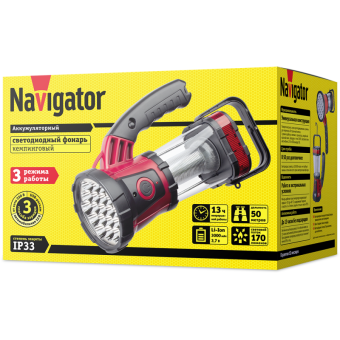 фонарь-прожектор аккумуляторный кемпинговый 94 926 npt-ca08-accu 19/24/4led аккум. 3.7в 2а.ч пластик. navigator 94926 от магазина Штепсель и батарейка. - фото_2
