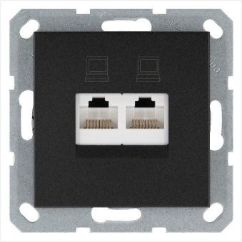 розетка компьютерная 2-м rj45 ip20 кат. 5e механизм антрацит jasmart g6106b от магазина Штепсель и батарейка.