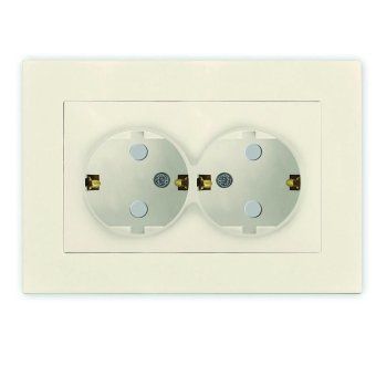 розетка 2-м сп афина 16а ip20 с заземл. защ. шторки в сборе сл. кость (ivory) universal a0050-i от магазина Штепсель и батарейка.