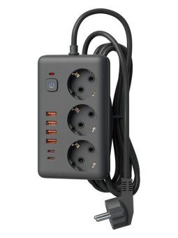 удлинитель с сетевым фильтром 3х1.5м 10а 4usb + 2usbc 2500вт пвс 3х1 прямоуг. черн. космос fksm1.5m-3gpf(b)usb от магазина Штепсель и батарейка. - фото_2