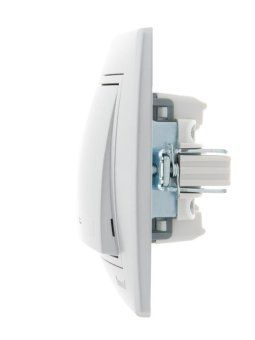 выключатель 1-кл. сп mira 10а ip20 со вставкой сер. метал. lezard 701-1010-100 от магазина Штепсель и батарейка.