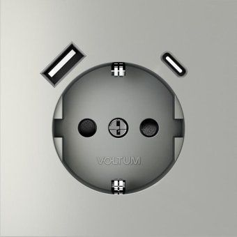 розетка 1-м сп s70 16а с usb a+с с заземл. защ. шторки механизм сталь voltum vls040505 от магазина Штепсель и батарейка. - фото_2