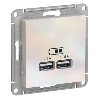 розетка usb atlasdesign тип a+a 5в 1х2.1а 2х1.05а механизм жемчуж. se atn000433 от магазина Штепсель и батарейка.