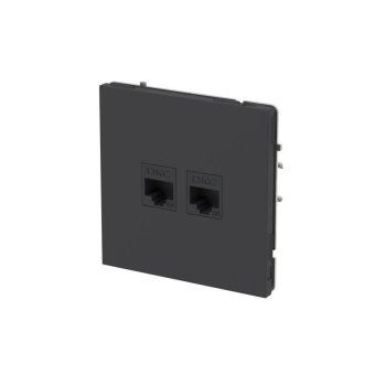 розетка компьютерная 2-м kant rj45 кат.6a без шторки черн. уголь dkc 7012674 от магазина Штепсель и батарейка. - фото_2