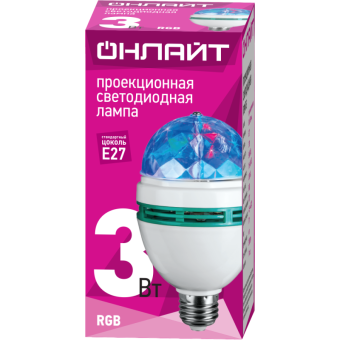 лампа светодиодная 61 120 oll-disco-3-230-rgb-e27 3вт онлайт 61120 от магазина Штепсель и батарейка. - фото_2