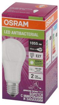 лампа светодиодная led antibacterial 10вт a грушевидная матовая 4000к нейтр. бел. e27 1055лм 220-240в угол пучка 200град. бактерицидн. покрыт. (замена 100вт) osram 4058075561212 от магазина Штепсель и батарейка. - фото_3