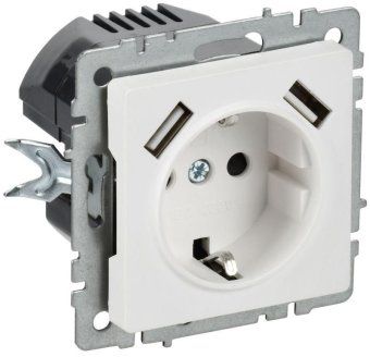 розетка brite рюш10-1-браб 16а с usb a+a 2.1а с заземл. защ. шторки механизм арктич. бел. iek br-r14-16-u21-d21-k91 от магазина Штепсель и батарейка.