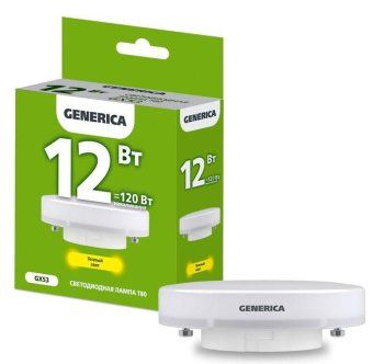лампа светодиодная t80 12вт таблетка 3000к gx53 230в generica ll-t80-12-230-30-gx53-g от магазина Штепсель и батарейка.