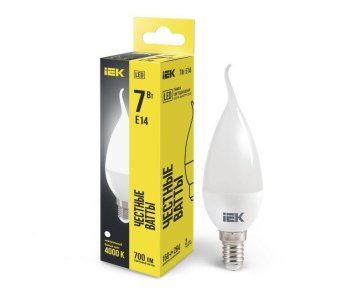 лампа светодиодная eco 7вт cb35 свеча на ветру 4000к нейтр. бел. e14 230в iek lle-cb35-7-230-40-e14 от магазина Штепсель и батарейка.