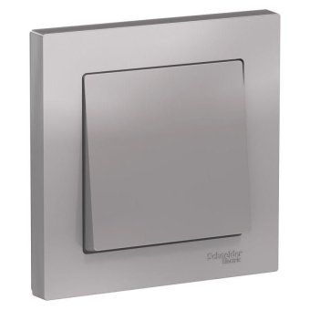 выключатель 1-кл. сп atlasdesign 10а ip20 (сх. 1) 10ax в сборе алюм. se atn000312 от магазина Штепсель и батарейка.