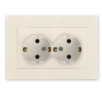 розетка 2-м сп афина 16а ip20 с заземл. в сборе сл. кость (ivory) universal a0128-i от магазина Штепсель и батарейка.