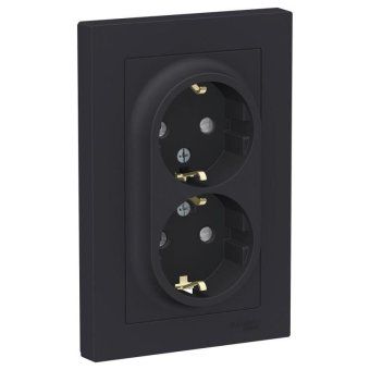 розетка 2-м сп atlasdesign 16а ip20 с заземл. защ. шторки в сборе карбон se atn001026 от магазина Штепсель и батарейка.
