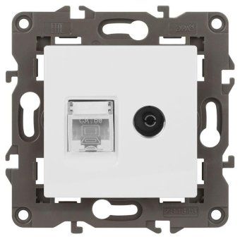 розетка эра elegance 14-3110-01м rj45+tv матов. бел. эра б0065767 от магазина Штепсель и батарейка.