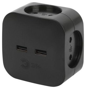 разветвитель электрический sp-4-usb-b на 4 розетки 220в+ 2xusb 2400ма без заземл 10а черн. эра б0049536 от магазина Штепсель и батарейка.