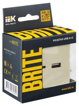 розетка brite usb a+c 18вт рю11-1-бркр механизм беж. iek br-u22-018-k10 от магазина Штепсель и батарейка. - фото_8